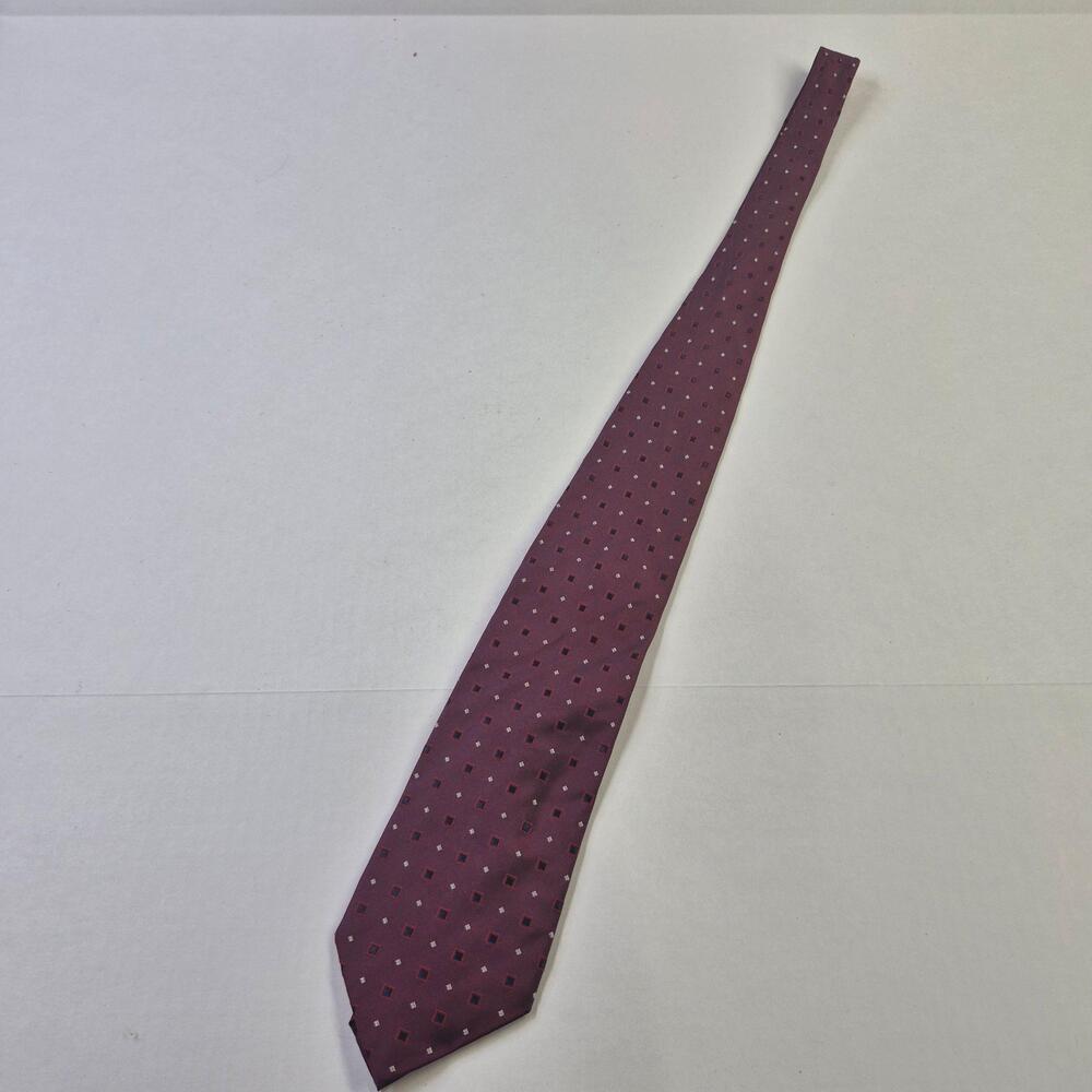 Countess Mara Tie Mens One Size Red Silk Geometric Necktie Handmade Italy
